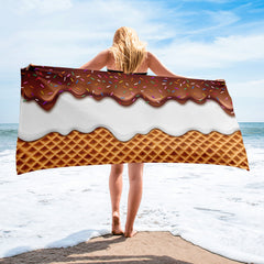 【 PROJECT】24SS★ Ice cream Bear Beach towel sublimated-towel-white-30x60-