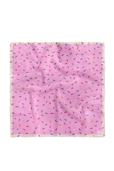 Pink Sprinkle Satin Square Scarf Large