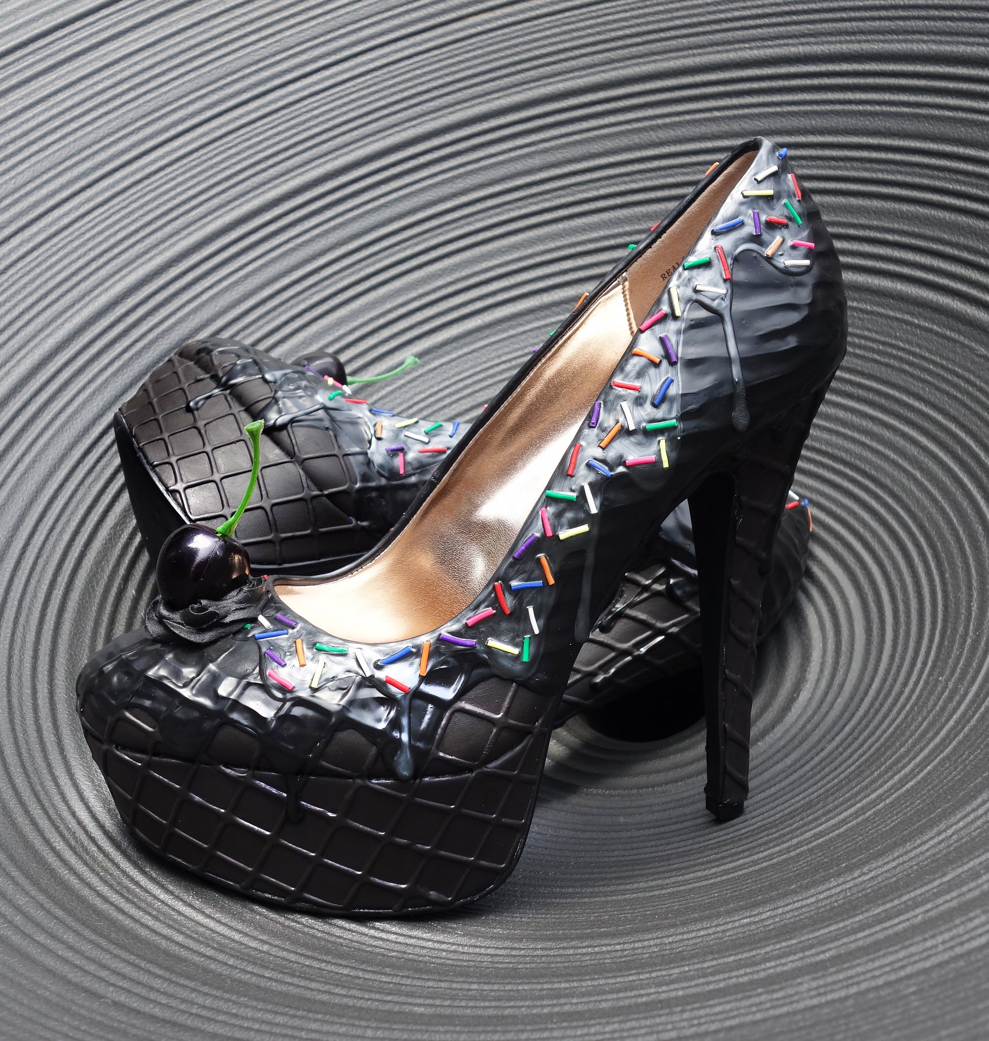 Premium Charcoal Ice Cream Heels Shoe Bakery