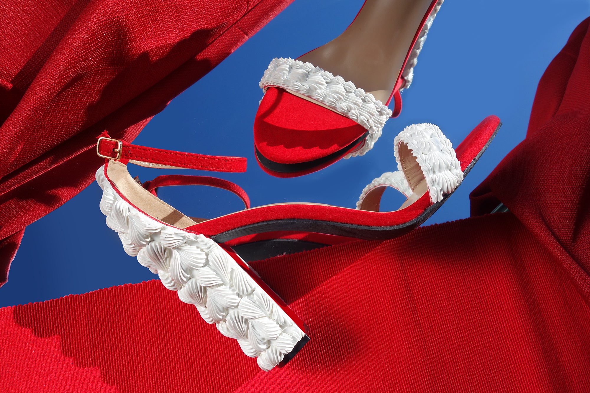 Red Velvet Chunk Heels Shoe Bakery